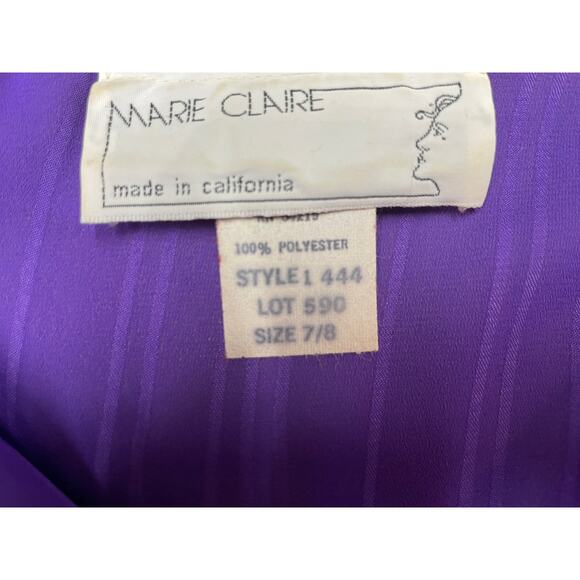 Vintage Rayon Purple Blouse, Marie Claire, Long Sleeves, Side Tie, Scoop Bottom - Picture 7 of 7